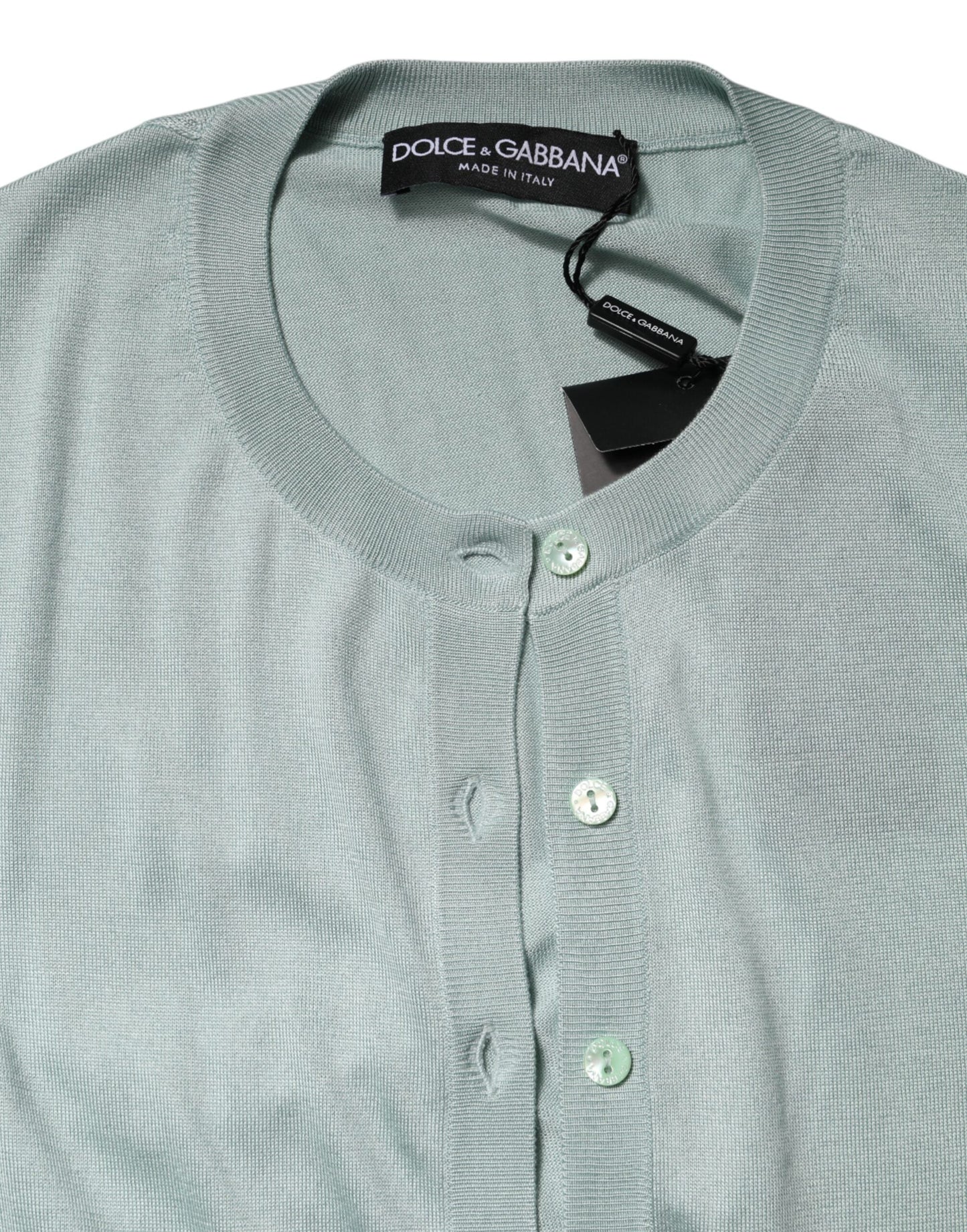 Light Green Silk Button Down Cardigan Sweater