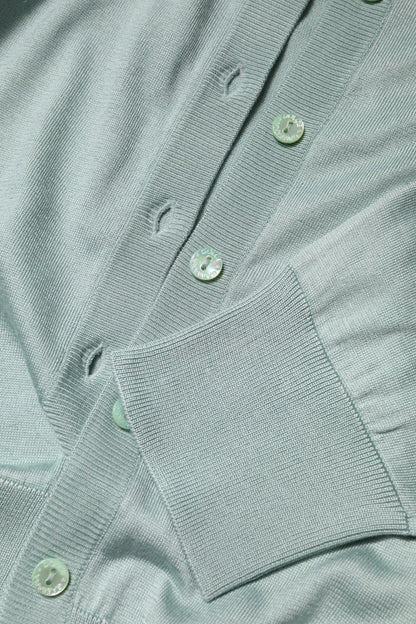 Light Green Silk Button Down Cardigan Sweater
