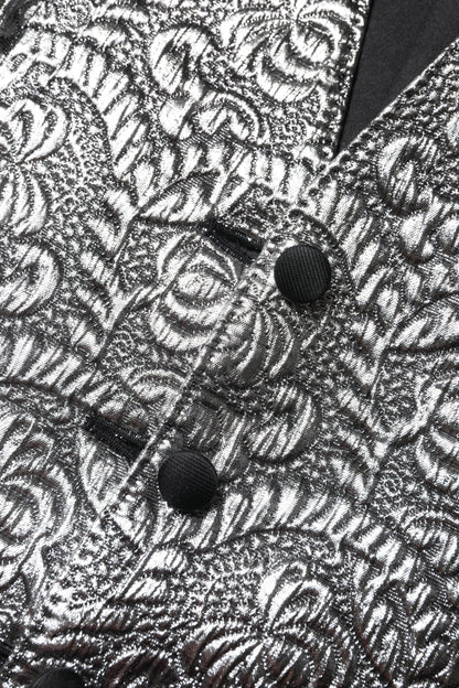 Silver Floral Jacquard Sleeveless Vest Top