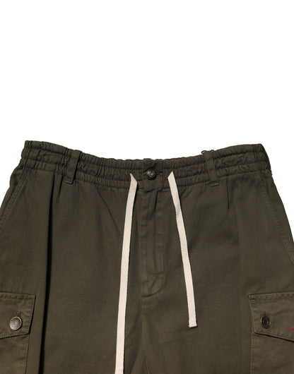 Brown Cotton Cargo Drawstring Pants