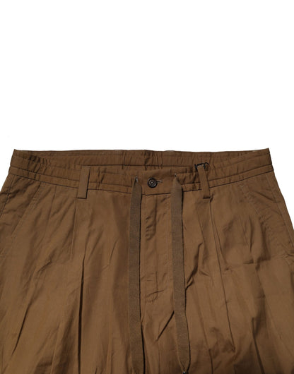 Brown Cotton Chino Mid Waist Men Pants
