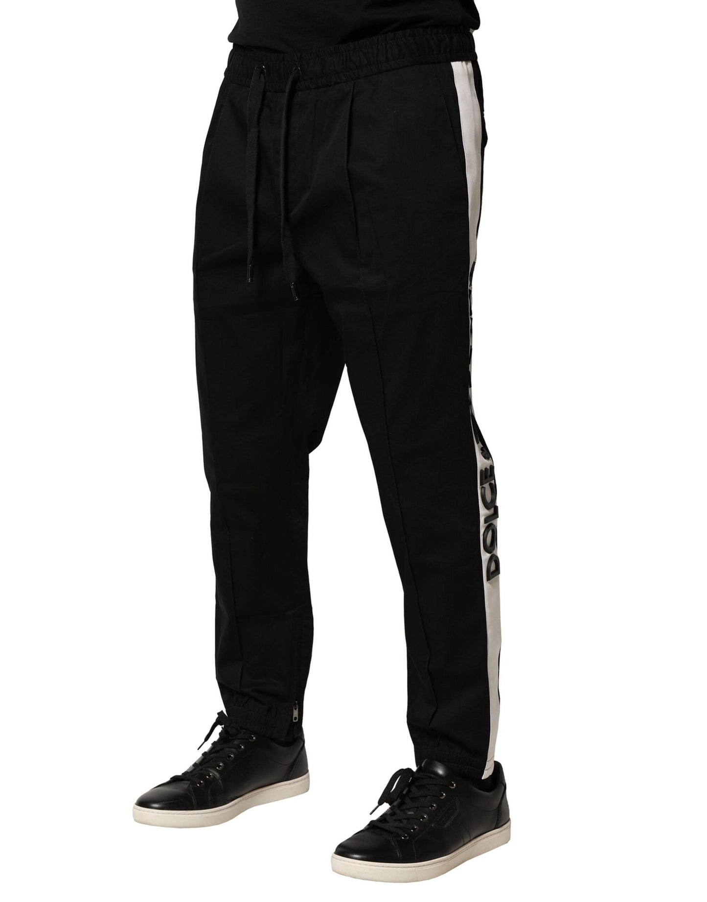 Black Cotton Mid Waist Jogger Pants