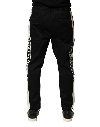 Black Cotton Mid Waist Jogger Pants