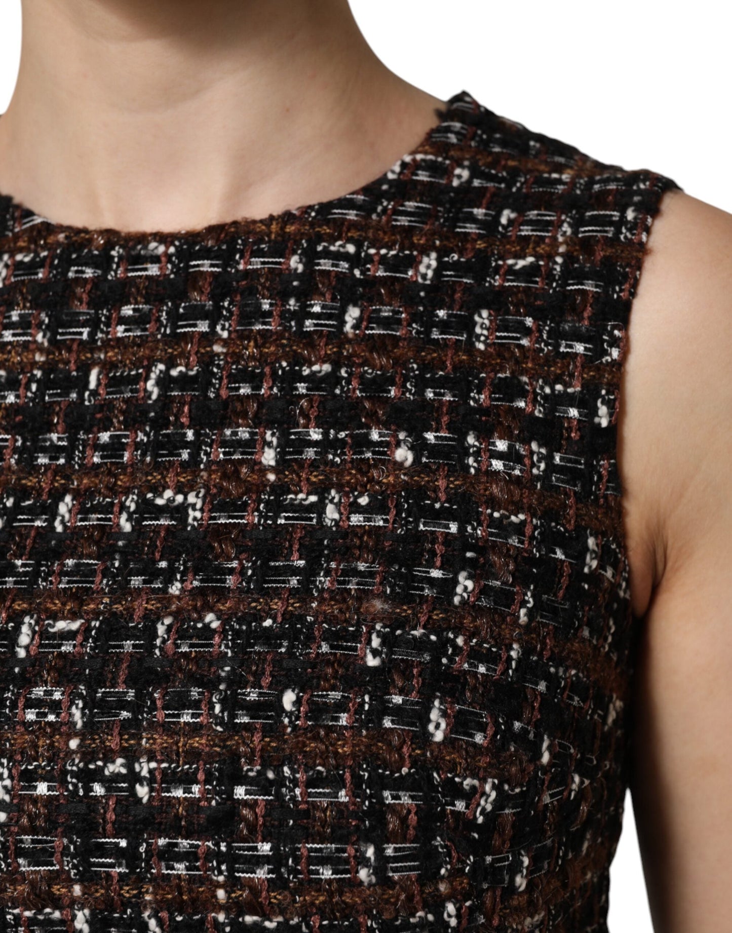 Multicolor Sleeveless Mini Tweed A-line Dress