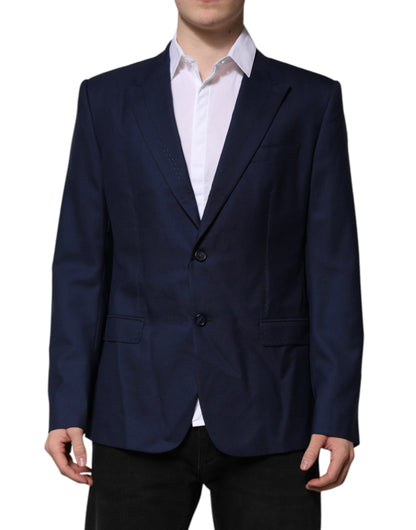 Blue Wool Single Breasted Suit Coat Blazer