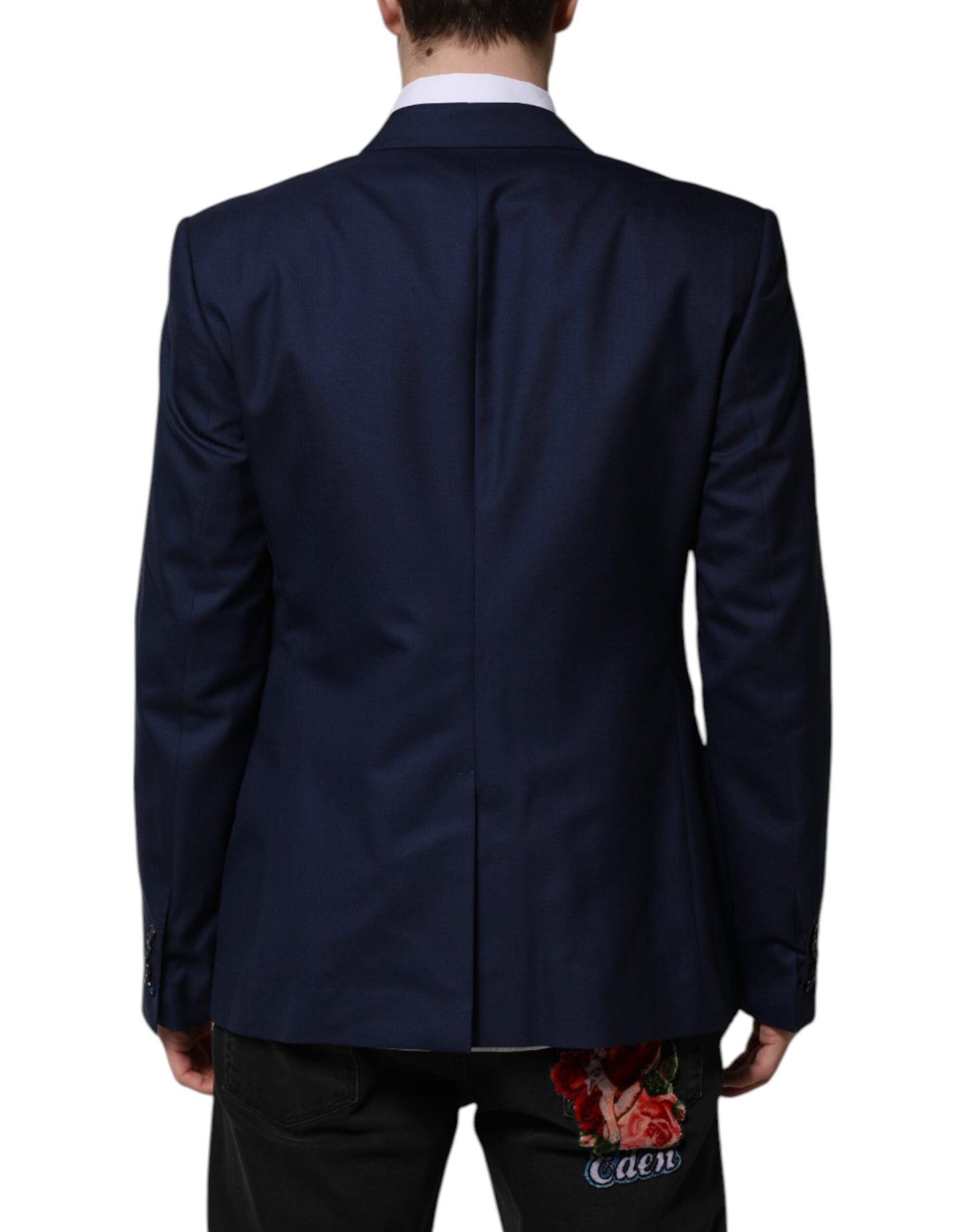 Blue Wool Single Breasted Suit Coat Blazer