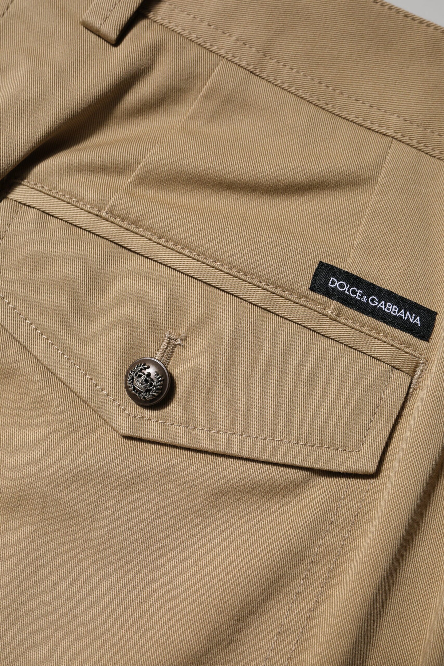 Brown Cotton Cargo Tapered Pants