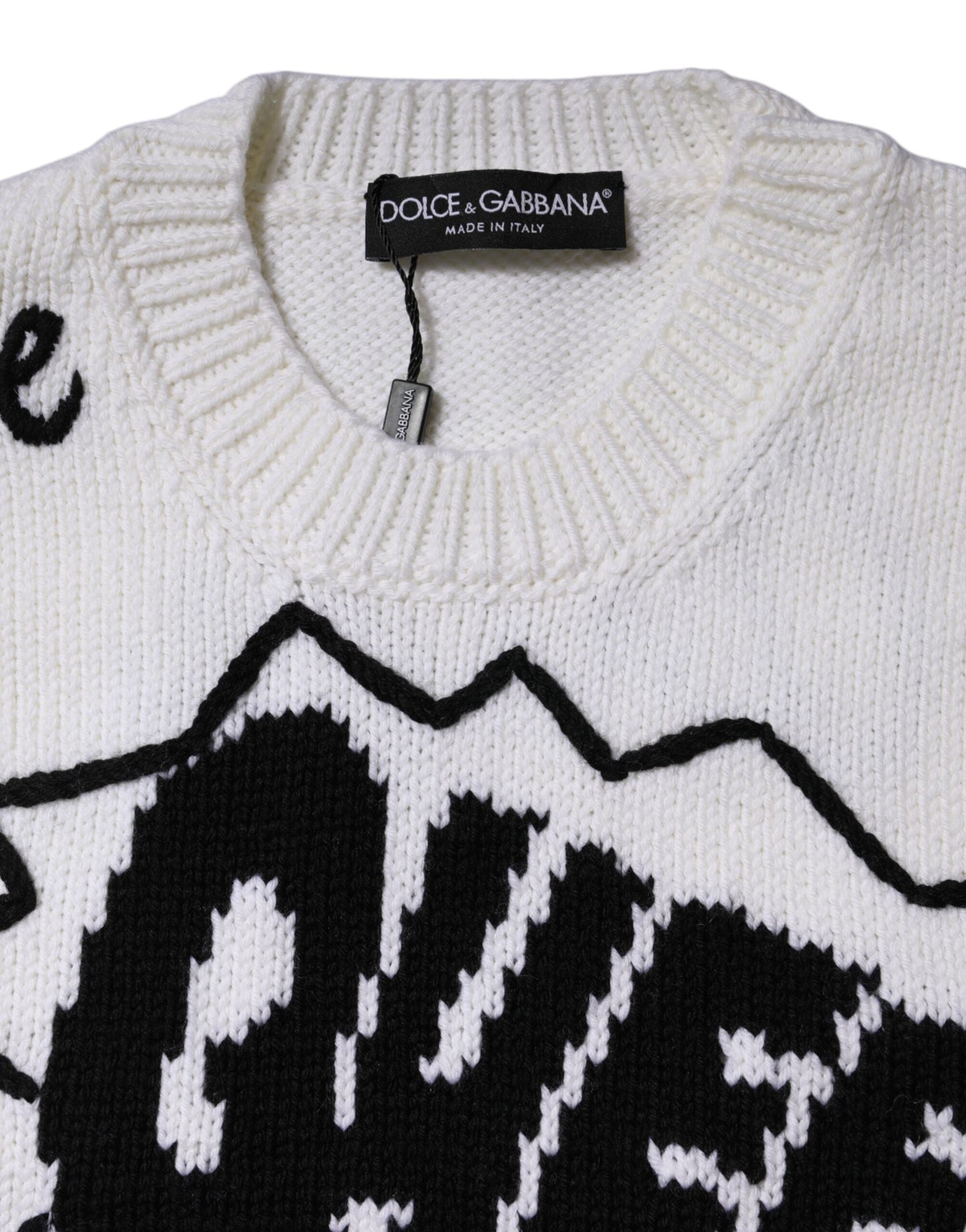 White Wool Knit Crew Neck Pullover Sweater