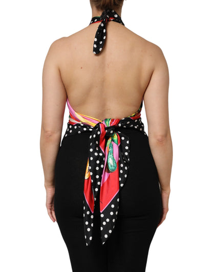 Multicolor Halter Party Evening Cropped Top