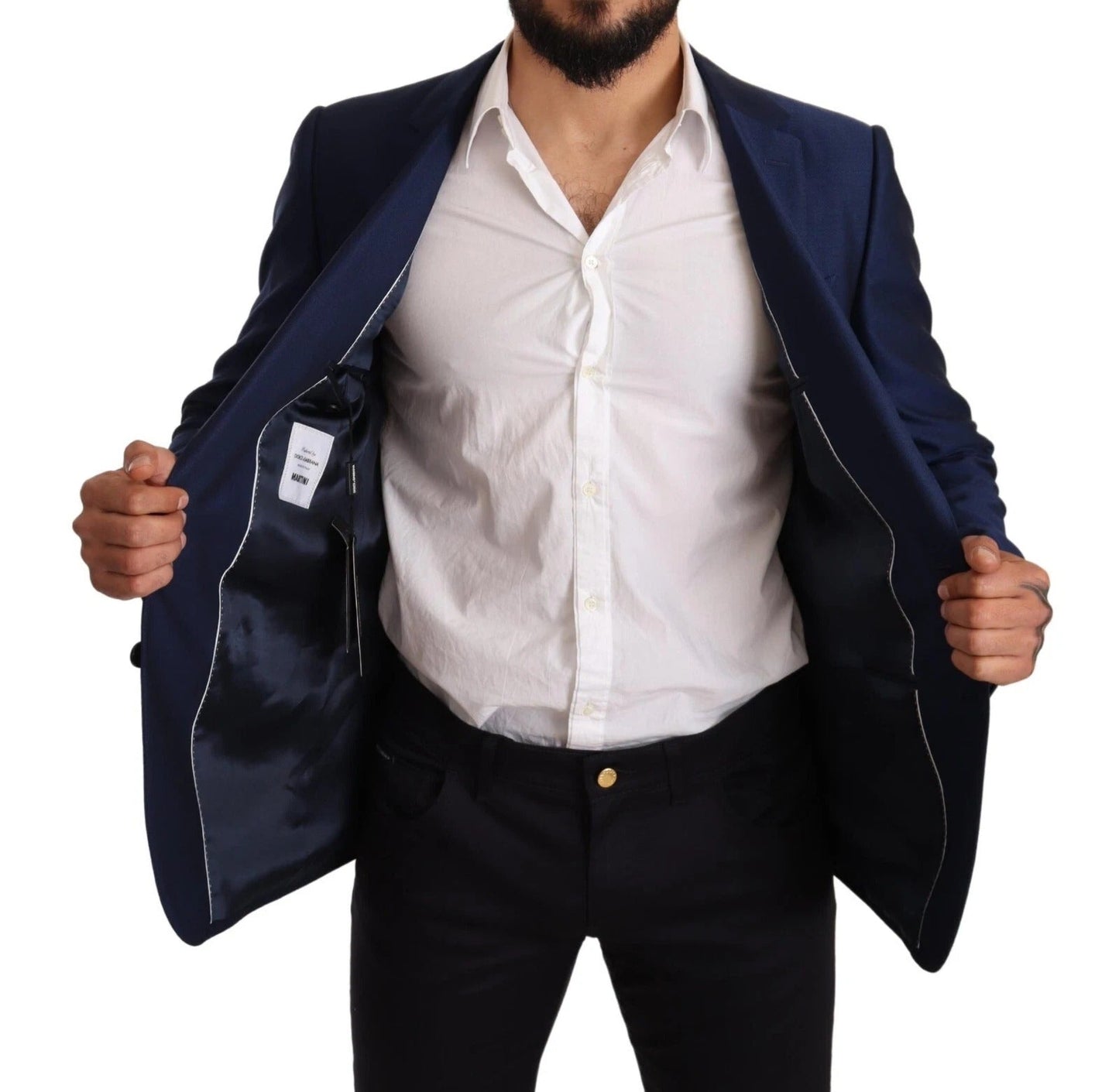 Blue MARTINI Wool Slim Fit Coat Blazer