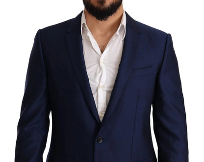 Blue MARTINI Wool Slim Fit Coat Blazer