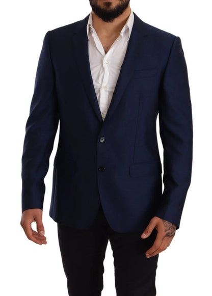 Blue MARTINI Wool Slim Fit Coat Blazer