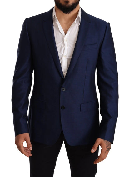 Blue MARTINI Wool Slim Fit Coat Blazer