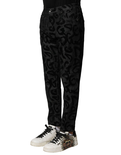 Gray Cotton DG Logo Straight Men Denim Jeans