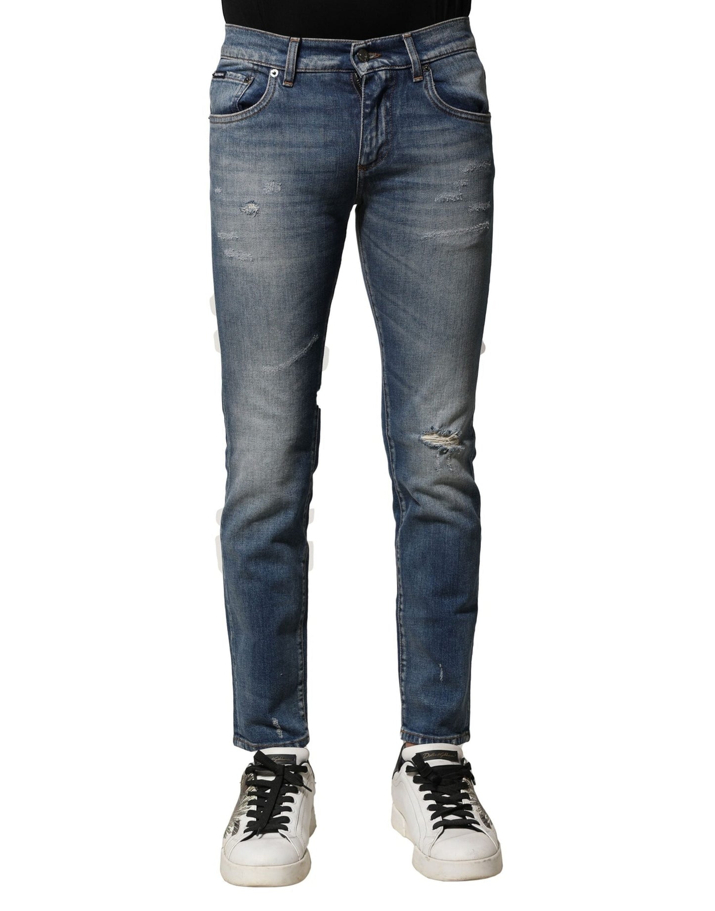 Blue Washed Cotton Slim Fit Men Denim Jeans