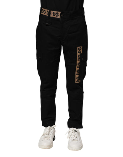 Black Cotton Cargo Casual Pants