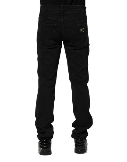 Black Cotton Skinny Men Denim Jeans