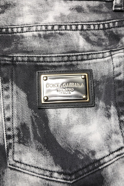Black Tie Dye Straight Denim Jeans