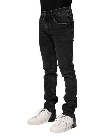 Black Cotton Skinny Men Denim Jeans