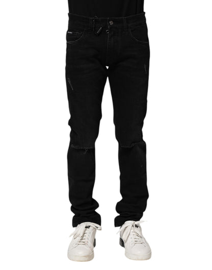 Black Cotton Skinny Men Denim Jeans