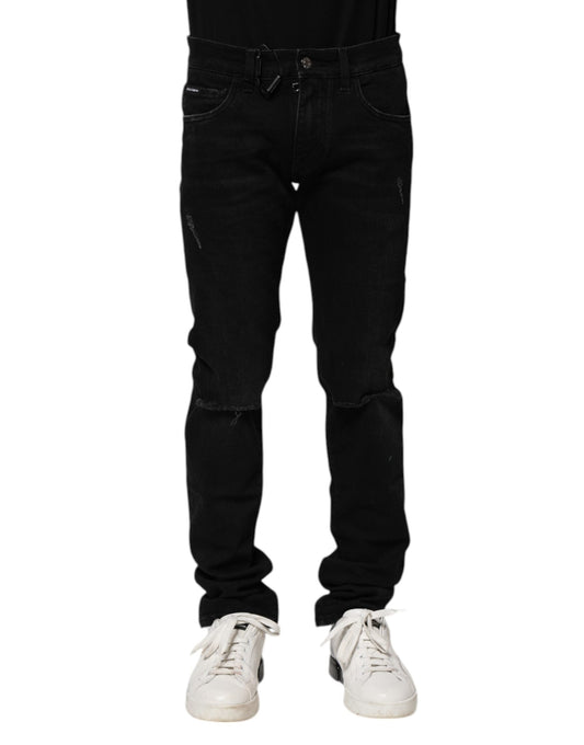 Black Cotton Skinny Men Denim Jeans
