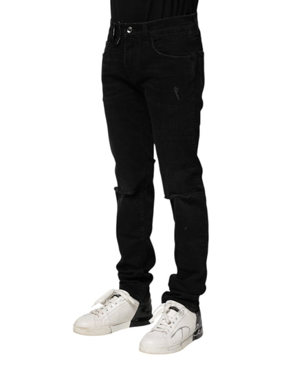 Black Cotton Skinny Men Denim Jeans