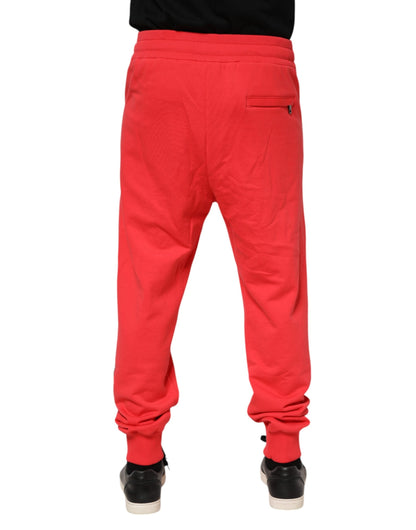 Red Cotton Men Jogger Sweatpants Pants