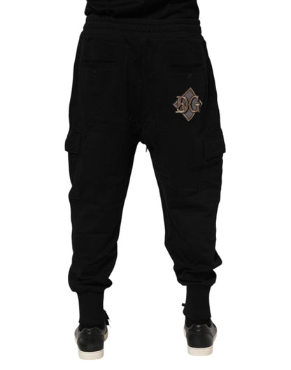 Black Cotton Logo Jogger Sweatpants Pants