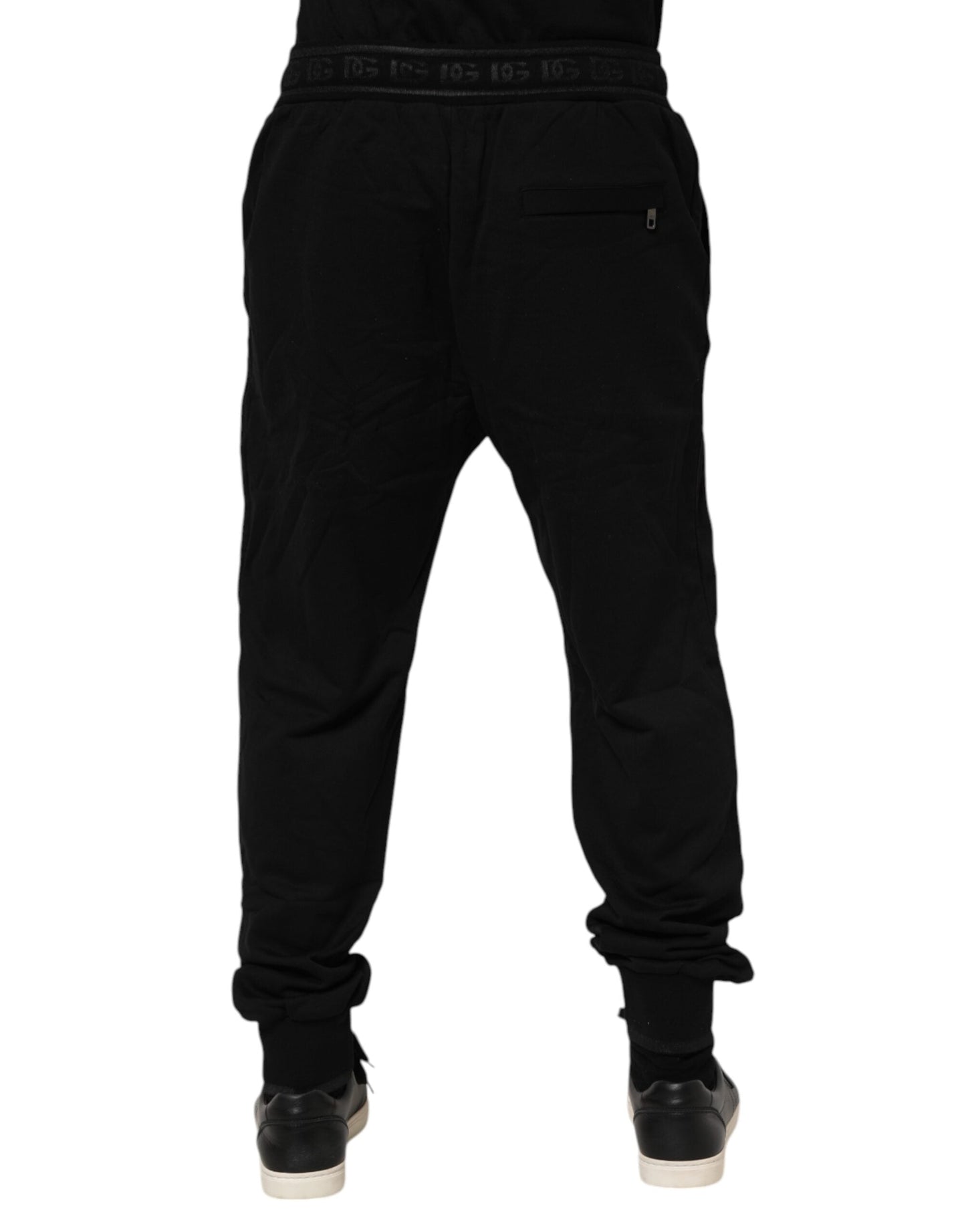 Black Cotton Drawstring Jogger Pants