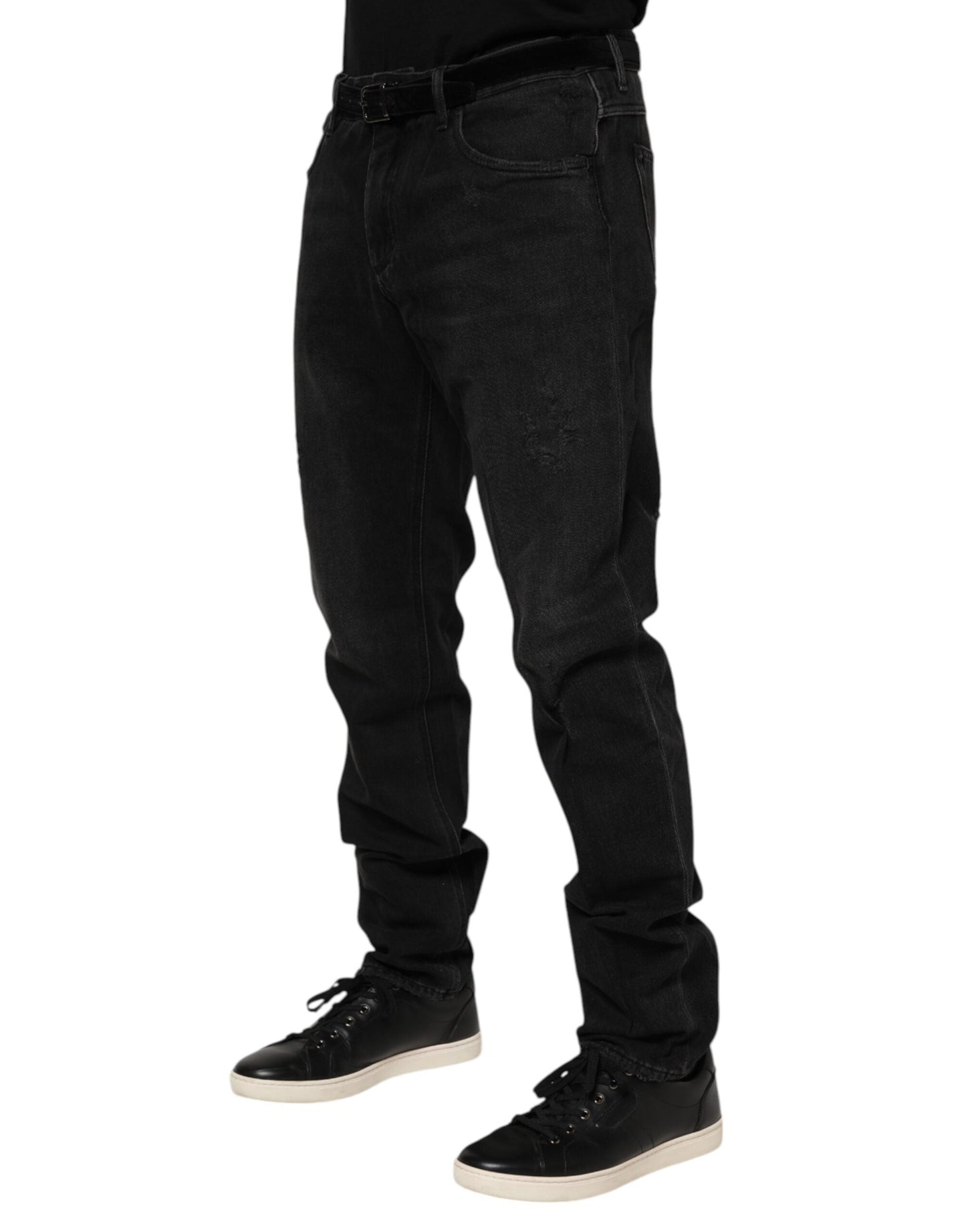 Black Cotton Logo Plaque Skinny Denim Jeans