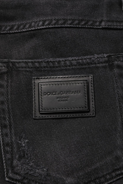 Black Cotton Logo Plaque Skinny Denim Jeans