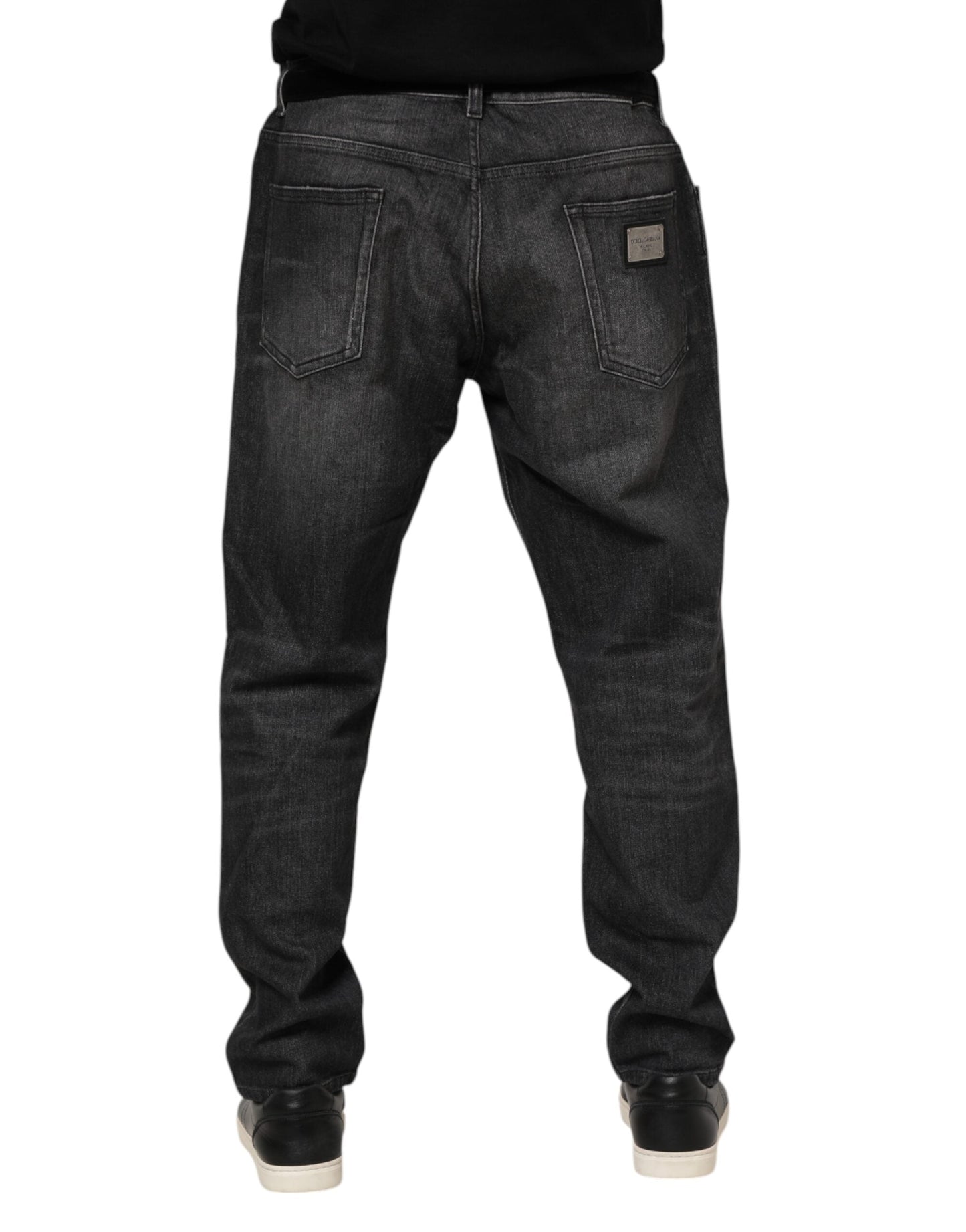 Gray Washed Cotton Loose Denim Jeans
