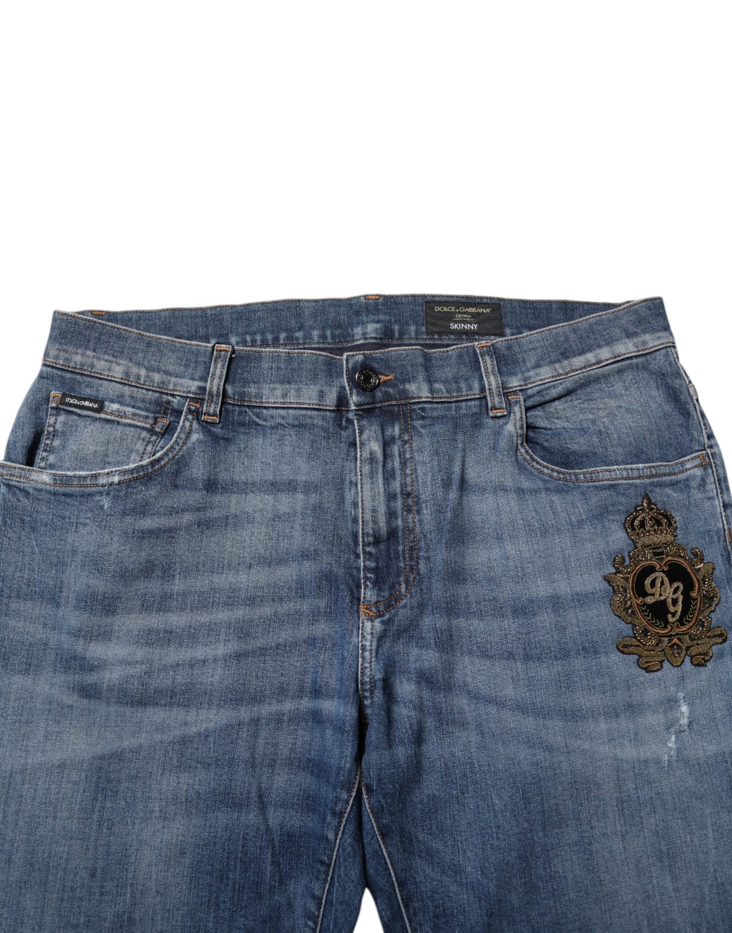 Blue Logo Embroidery Denim Jeans