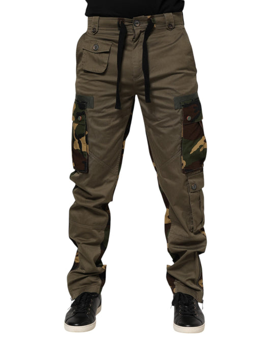 Brown Cotton Camouflage Cargo Pants