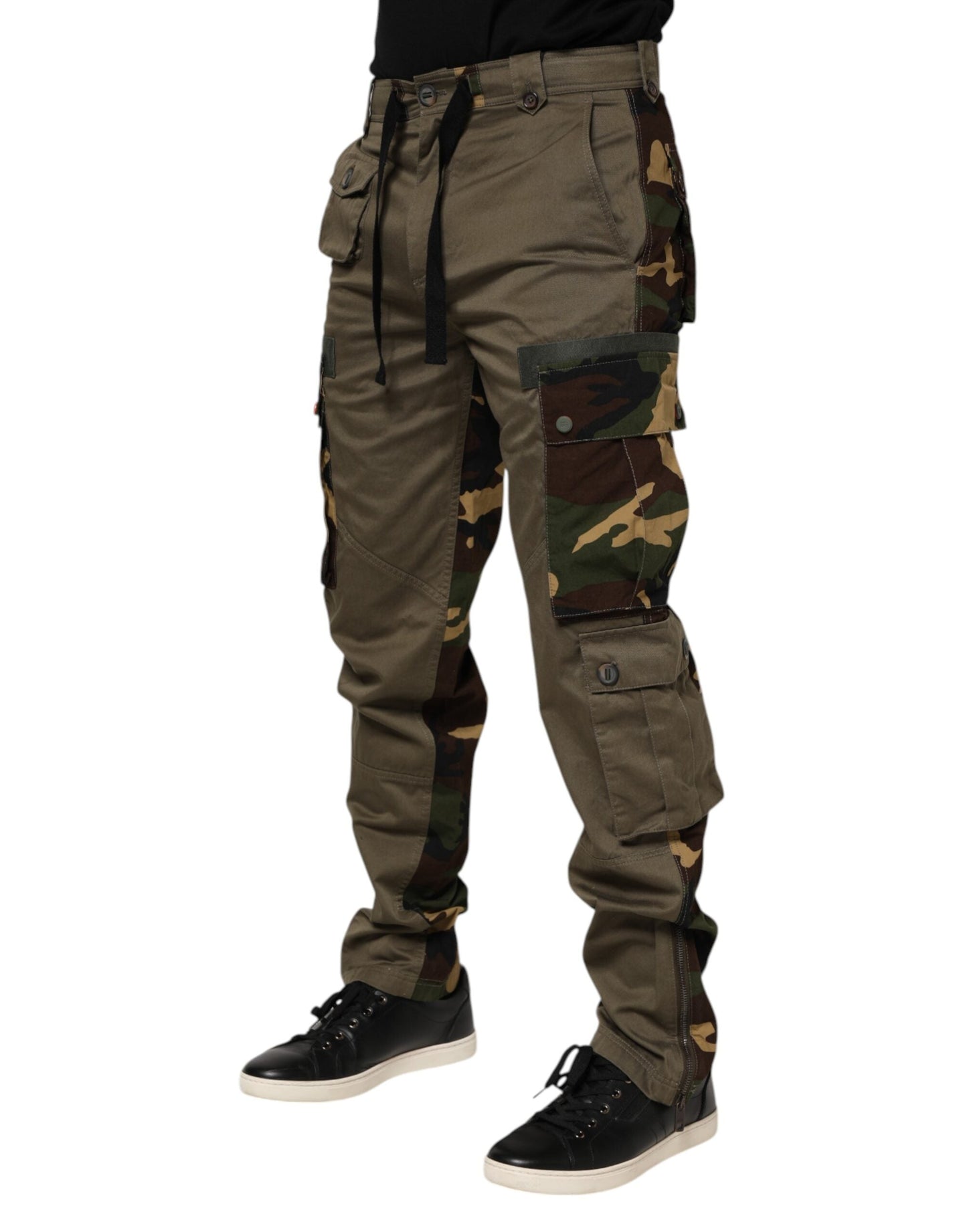 Brown Cotton Camouflage Cargo Pants
