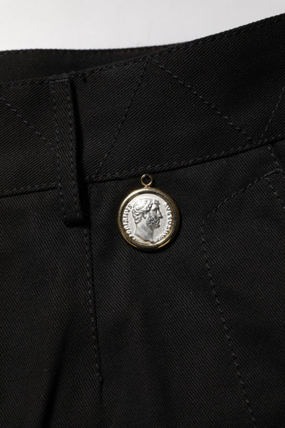 Black Cotton Knee Length Men Bermuda Shorts