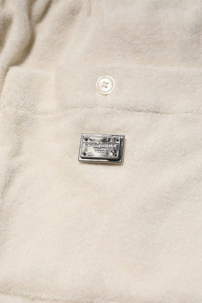 Ivory Cotton Men Bermuda Sweatshorts Shorts