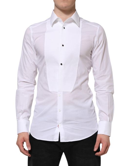White Cotton GOLD Bib Poplin Formal Shirt