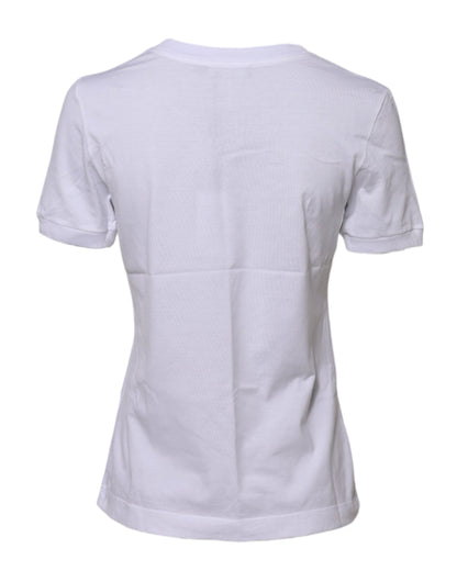 White Cotton Round Neck Short Sleeves T-shirt