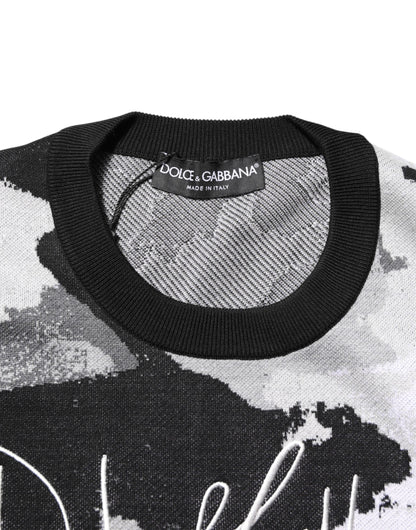 Multicolor Silk Camouflage Pullover Sweater