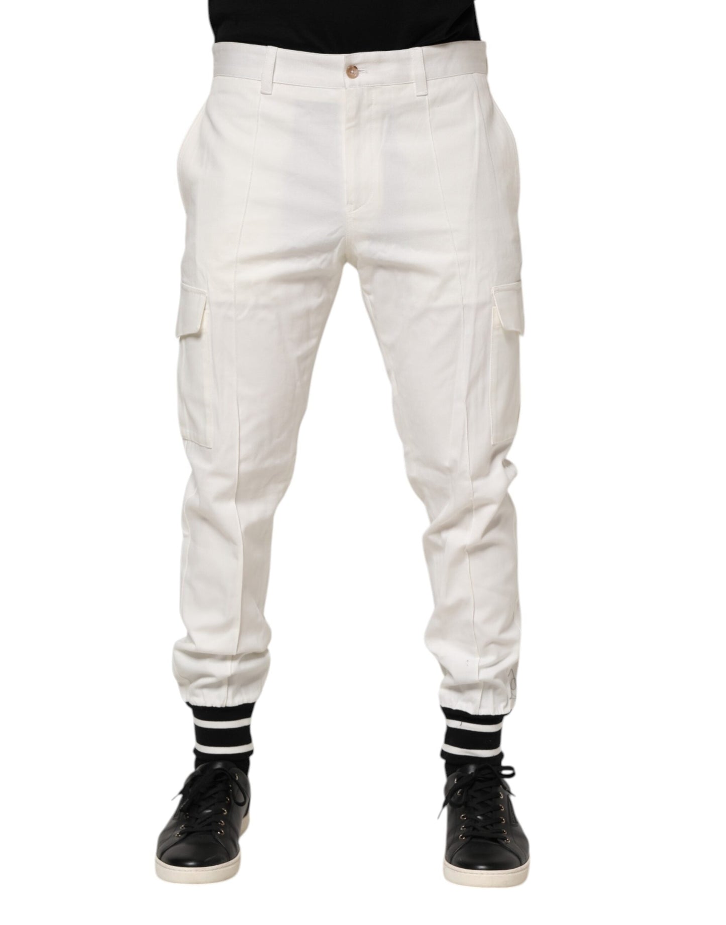 White Cotton Jogger Cargo Skinny Men Pants