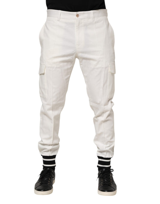 White Cotton Jogger Cargo Skinny Men Pants