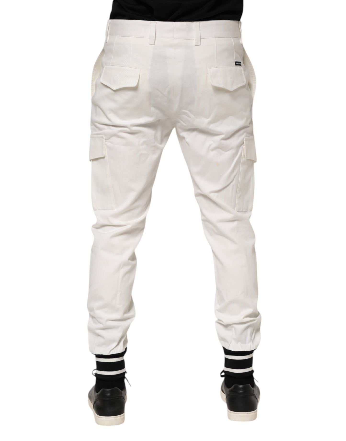 White Cotton Jogger Cargo Skinny Men Pants