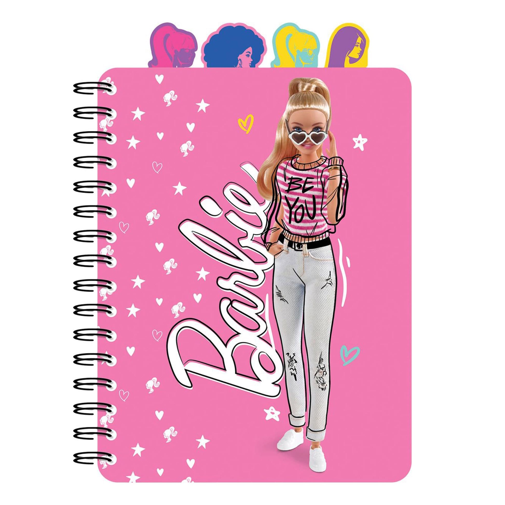 Barbie 4-Tab Spiral Notebook Journal | 9 x 6 Inches