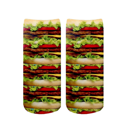 Stacked Hamburgers Photo Print Ankle Socks