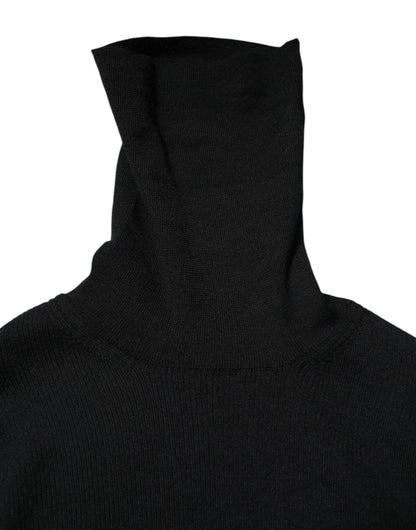 Black Long Sleeves Turtle Neck Mini Dress