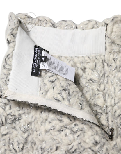 Metallic Bouclé Knit Cashmere Ruffled Shorts