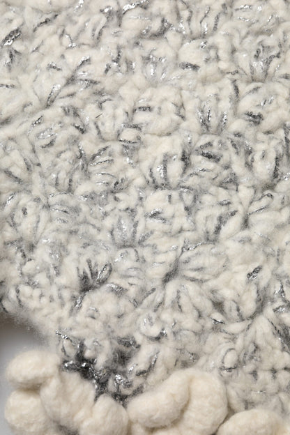 Metallic Bouclé Knit Cashmere Ruffled Shorts