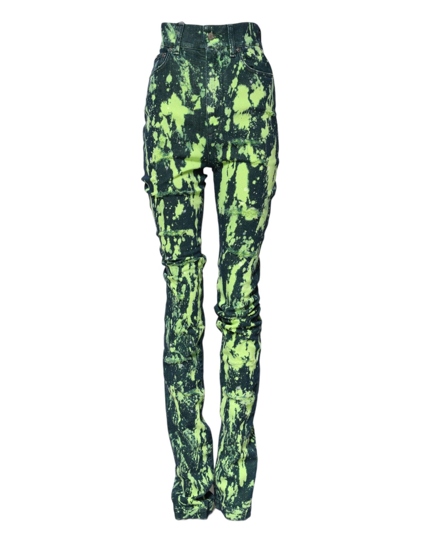 Green Color Splash High Waist Denim Jeans