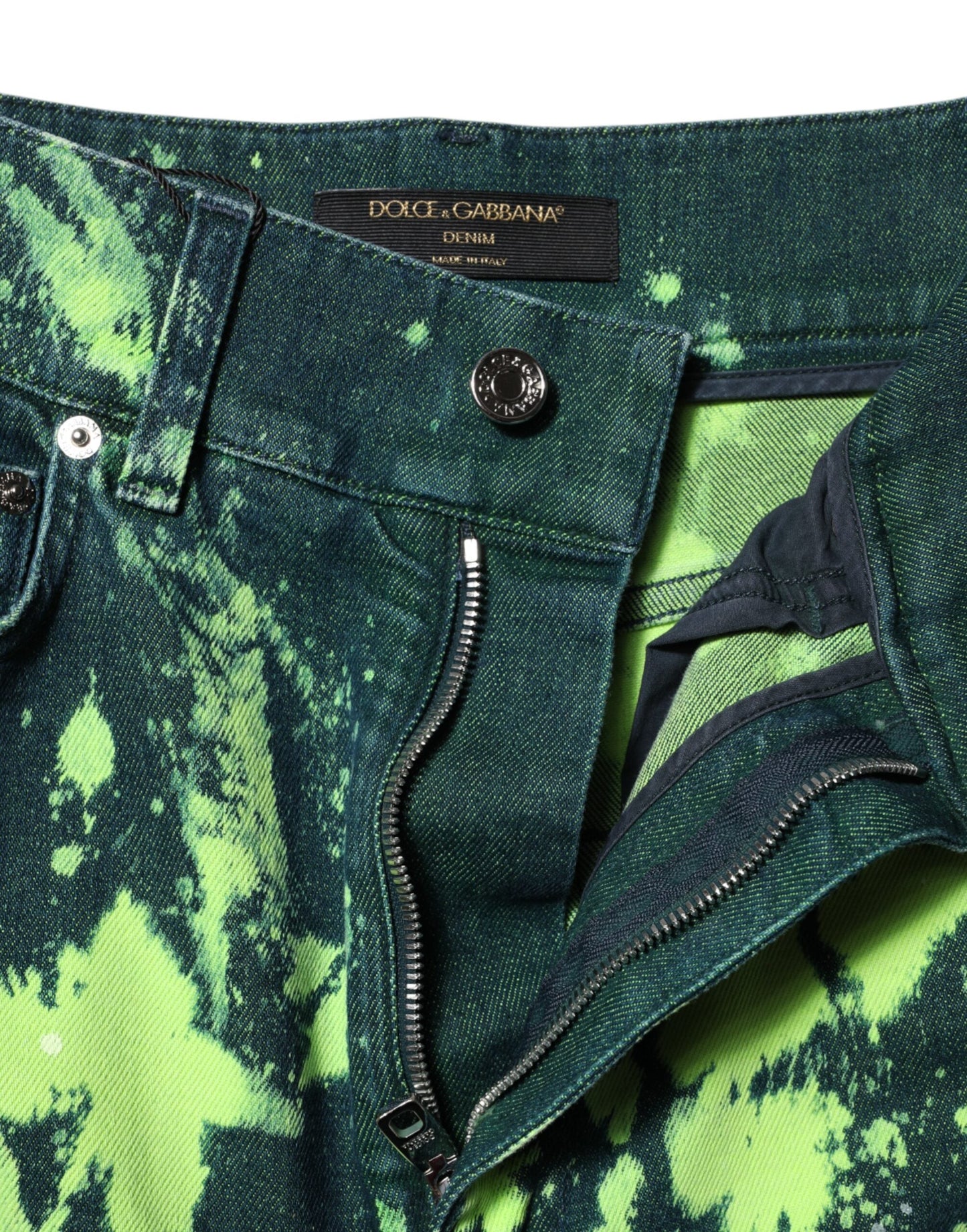 Green Color Splash High Waist Denim Jeans